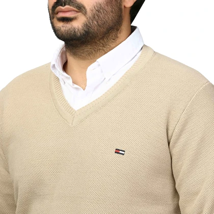 پلیور بافت یقه هفت فندوقی مردانه مدل 669857