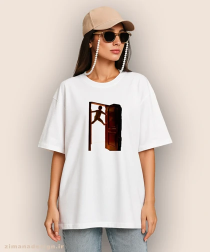 تیشرت لش مردانه و زنانه نوستالژی طرح بالا رفتن از چارچوب در