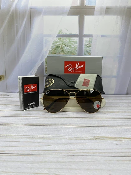 عینک آفتابی ری‌بن RB3025 Aviator پلاریزه فریم فلزی، عدسی کریستال، سایز 58