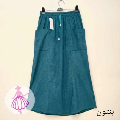 دامن مخمل کبریتی دوجیب بلند در رنگبندی متنوع(کد1426)