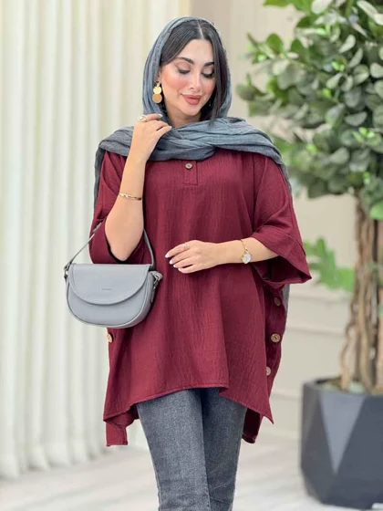 مانتو پانچ یقه دو دکمه هیما