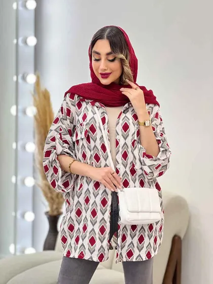 شومیز طرح لوزی دو جیب پاکتی
