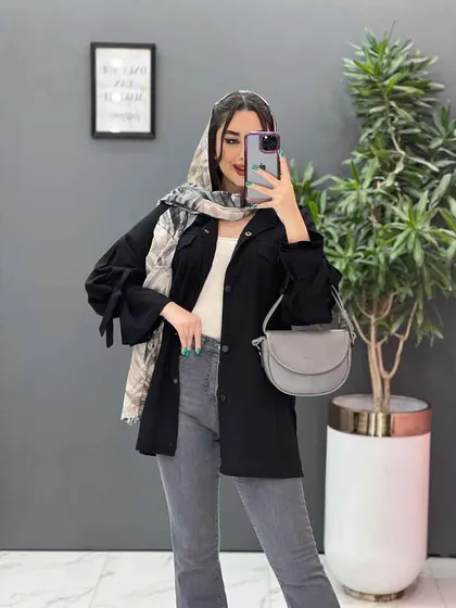 مانتو لینن آستین بند دار