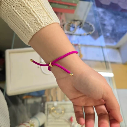 دستبند سنگ رزکوارتز اصل با بند مارشال