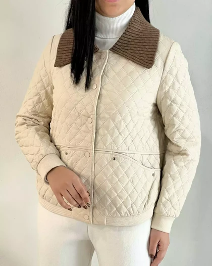 کاپشن چرم یقه بافت کد 5370