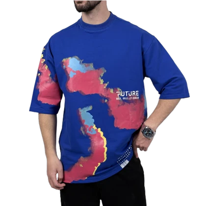 تیشرت آستین کوتاه مردانه آبی دونخ مدل MAP