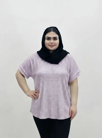 تیشرت سایز بزرگ زنانه پلیسه تریکو