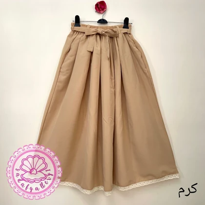 دامن لینن منگو حاشیه نواردوزی در رنگبندی متنوع