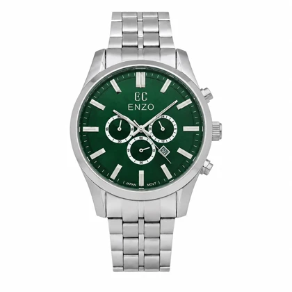 ساعت مردانه انزو اورجینال EC-3122 کرونوگراف نقره‌ای صفحه سبز مدل Enzo-8787-G