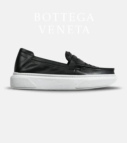 کالج مردانه مشکی سفید Bottega Veneta مدل 6998