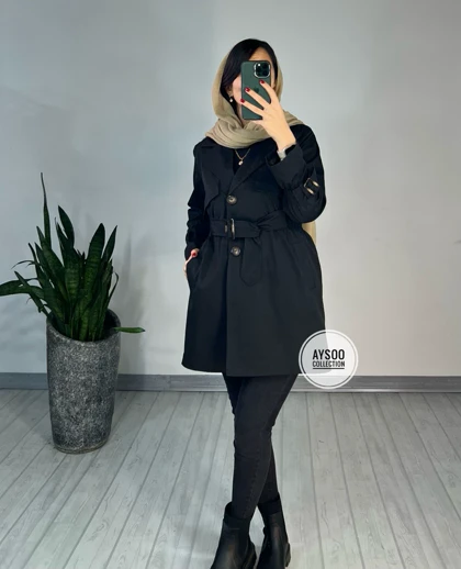 بارانی آستردار کمرکش