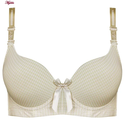 ست شورت و سوتین زنانه فنردار چهارخانه مدل بند متحرک کرم پدلی کد 5131-P130