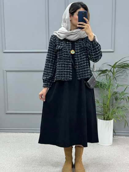 ست پیراهن مانتویی و کت شانل ملودی