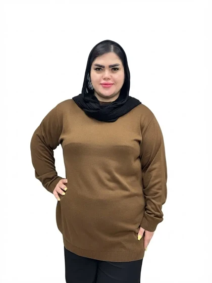 بلوز بافت گپ سایز بزرگ زنانه یقه گرد