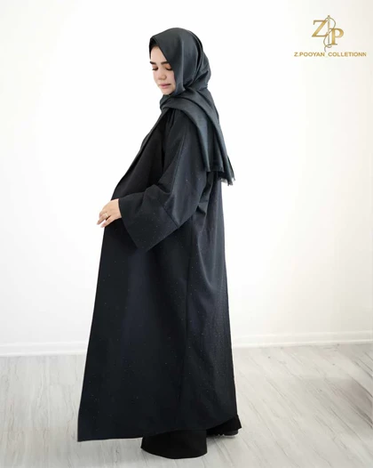 مانتو عبایی زنانه لینن نگین‌دار لیدا
