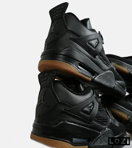 کتانی ساق‌دار زنانه و مردانه مشکی کرم Nike air jordan 4 مدل 6468