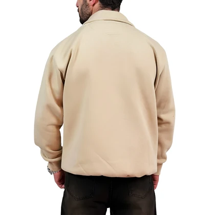 دورس مردانه یقه نیم زیپ کرم طرح ساده