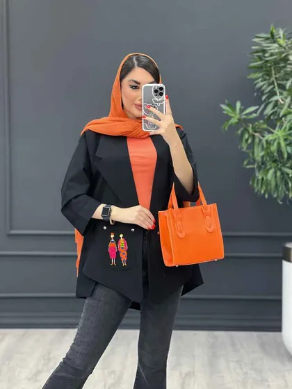 مانتو داکرون جیب گلدوزی بغل چاک