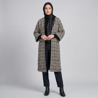 مانتو زنانه چهارخونه شانل ترک پاییزی کد 34