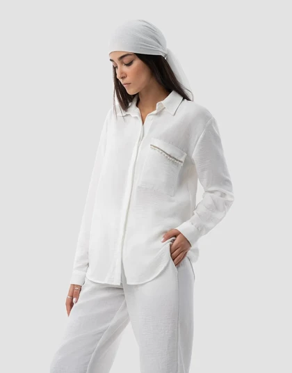 شومیزی تک جیب سر جیب مروارید