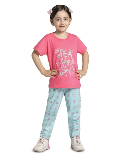 ست راحتی دخترانه نیم آستین soon سیلکا