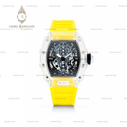 ساعت مچی ریچارد میل صفحه اسکلتون بند رابر زرد Richard Mille