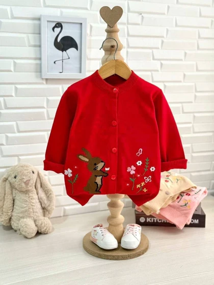 ژاکت بافت دخترانه طرح خرگوش
