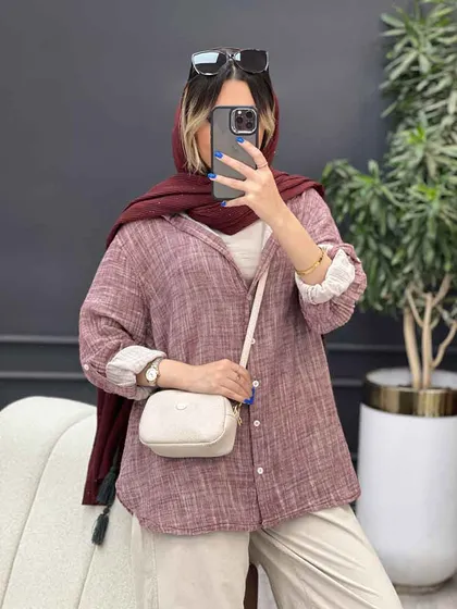 مانتو لینن آبرنگی آستین پاگن