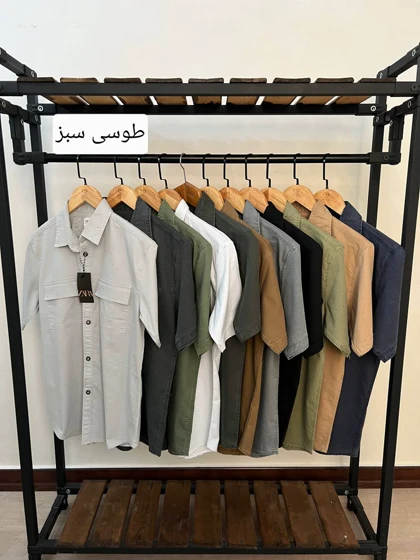 پیراهن کتان آستین کوتاه جیب‌دار 2398