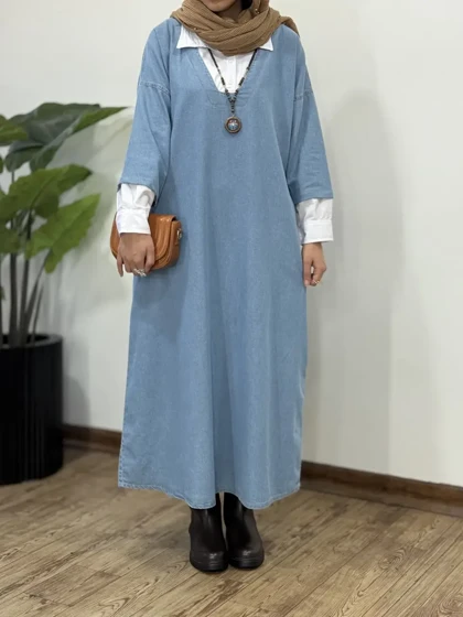 پیراهن مانتویی جین پاییزه پرستو
