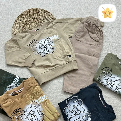 بلوز شلوار کتان پسرانه کیفیت عالی مدل حروف مناسب 2 تا 10 سال