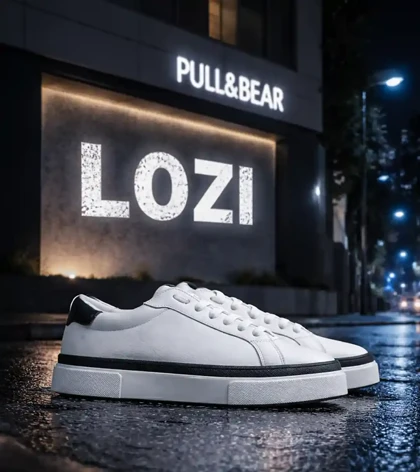 کفش کتانی کژوال مردانه سفید مشکی PULL&BEAR مدل 7960