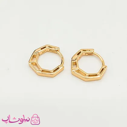 گوشواره حلقه‌ای ژوپینگ طرح شش ضلعی