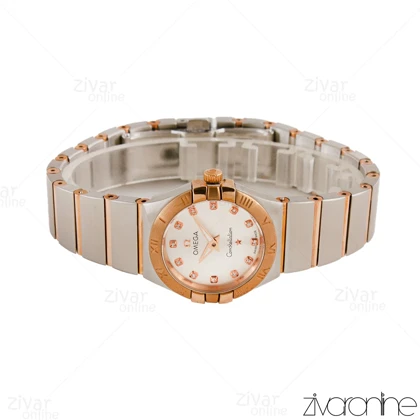 ساعت امگا کانسلیشن زنانه دو رنگ رزگلد صفحه نقره ای 104786