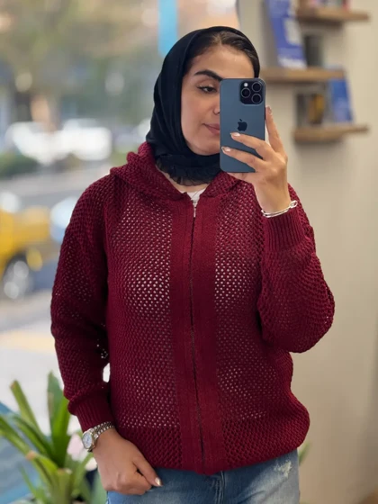 سویشرت بافت زنبوری کلاه دار_8140