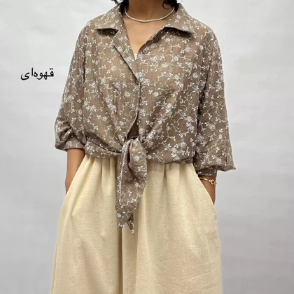 شومیز زنانه کراپ شیشه ای گل 002911247926