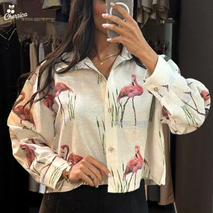 شومیز باکسی طرح فلامینگو کد 33