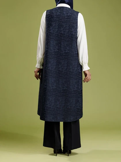 جلیقه بلند زنانه ژاکارد مجلسی آستر دار 70107