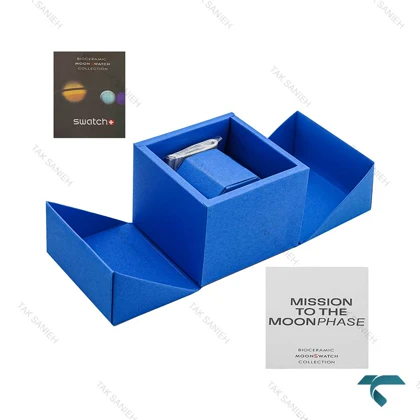 جعبه اورجینال ساعت امگا سواچ ماموریت به فاز ماه آبی Swatch-Box-7797-U