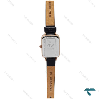ساعت DW زنانه مستطیلی رزگلد بند چرم صفحه سرمه ای DW-7121-L