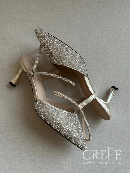 کفش بند تنظیم دار نگینی پاشنه 8 سانت