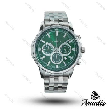 ساعت مردانه رومانسون مکس سه موتوره سیلور صفحه سبز m-10228