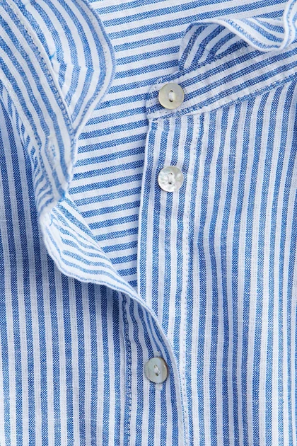 بلوز لینن آستین چین‌دار دکمه صدفی H&M270