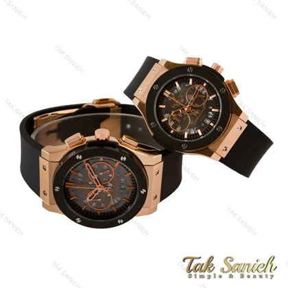 ساعت هابلوت ست رزگلد مشکی سه موتوره صفحه اسکلتون Hublot-4410-S