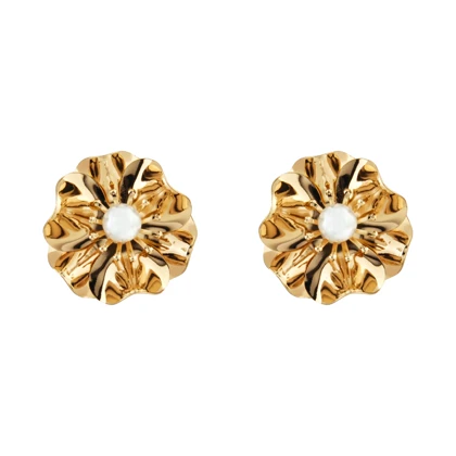 گوشواره زنانه میخی مدل گل مروارید دار