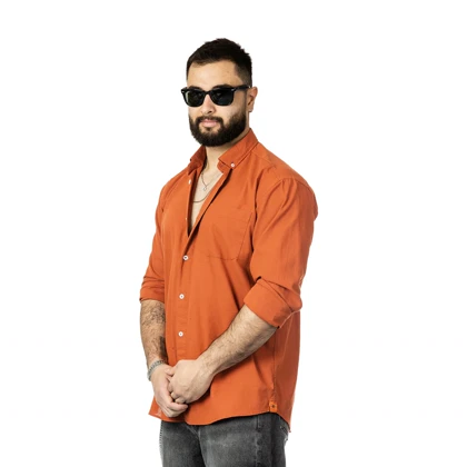 پیراهن لینن مدل نوا نارنجی برند جاگو Jaago