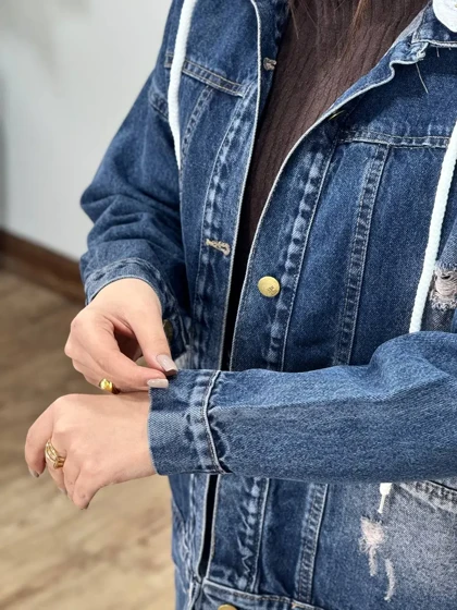 کت جین کلاهدار نیلو