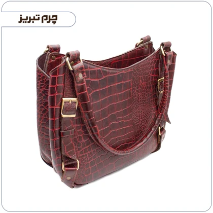 کیف چرم زنانه مدل لادن رنگ زرشکی