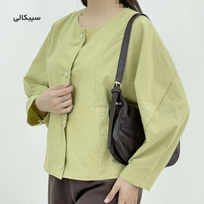 شومیز زنانه لینن اسلپ یقه گرد | آی بولک