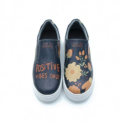 کفش زنانه ونس بدون بند دندی طرح Positive vibes